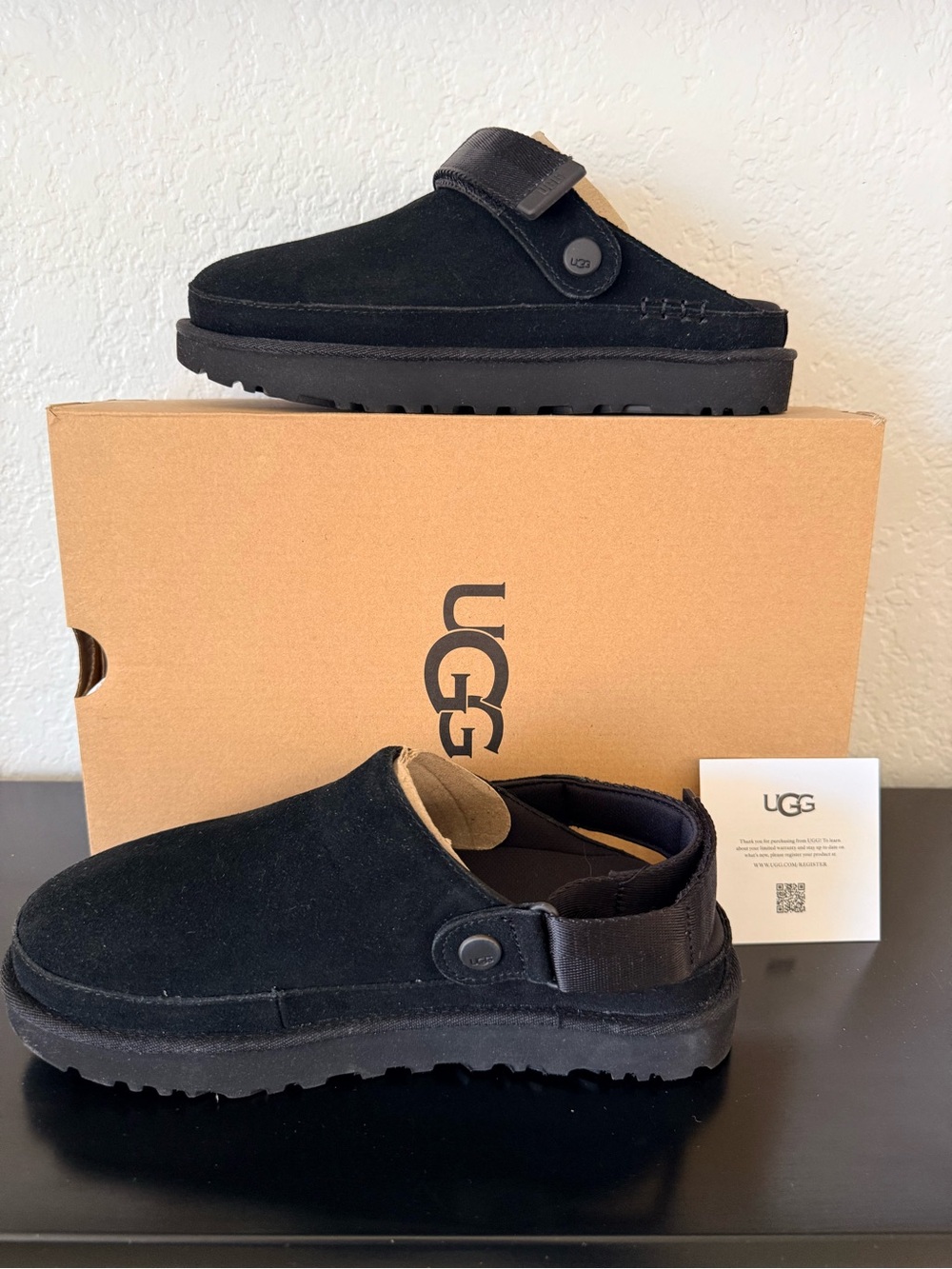 UGG Women’s Black Suede Backstrap Clog